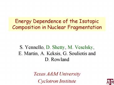 Energy Dependence of the Isotopic Composition in Nuclear Fragmentation