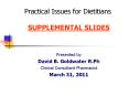 Practical Issues for Dietitians  SUPPLEMENTAL SLIDES PowerPoint PPT Presentation