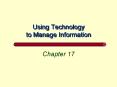Using Technology to Manage Information PowerPoint PPT Presentation