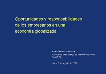 Oportunidades y responsabilidades de los empresarios en una econom
