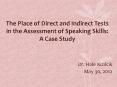 The Place of Direct and Indirect Tests in the Assessment of Speaking Skills: A Case Study PowerPoint PPT Presentation