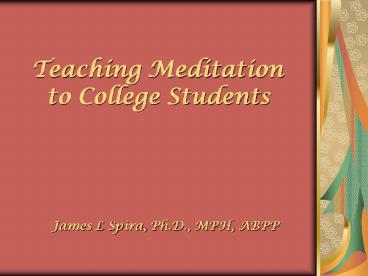 Teaching Meditation