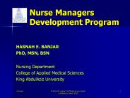 Nurse Managers Development Program