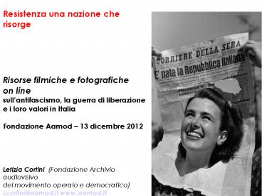 Resistenza una nazione che risorge