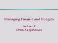 Managing Finance and Budgets PowerPoint PPT Presentation