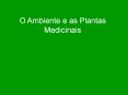 O Ambiente e as Plantas Medicinais PowerPoint PPT Presentation