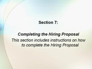 Completing the Hiring Proposal