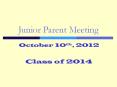 Junior Parent Meeting PowerPoint PPT Presentation