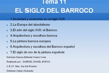 Tema 11 EL sIGLO DEL BARROCO