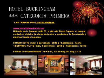 HOTEL BUCKINGHAM *** CATEGORIA PRIMERA