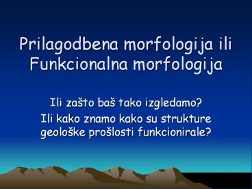 Prilagodbena morfologija ili Funkcionalna morfologija