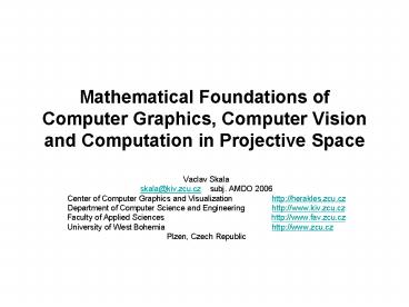 PPT – Mathematical Foundations of Computer Graphics, Computer Vision ...