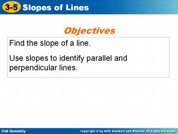 Find the slope of a line.