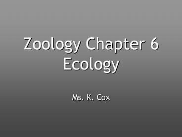 Zoology Chapter 6 Ecology