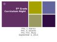 Welcome 5th Grade Curriculum Night PowerPoint PPT Presentation