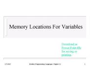 Memory Locations For Variables