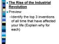 The Rise of the Industrial Revolution PowerPoint PPT Presentation