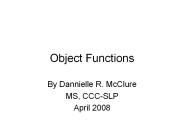 Object Functions