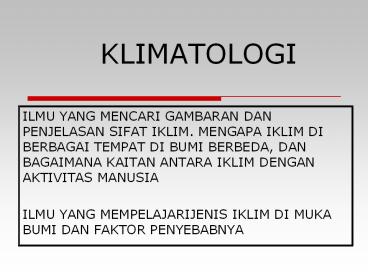 KLIMATOLOGI