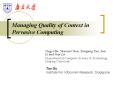 Managing Quality of Context in Pervasive Computing PowerPoint PPT Presentation