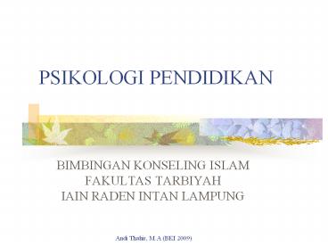 PSIKOLOGI PENDIDIKAN