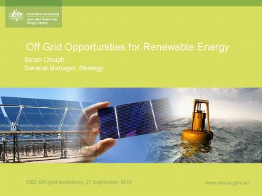 Off Grid Opportunities for Renewable Energy