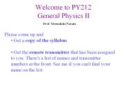 Welcome to PY212 General Physics II