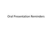 Oral Presentation Reminders