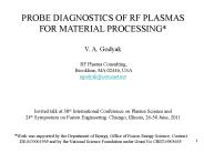 PROBE DIAGNOSTICS OF RF PLASMAS