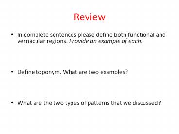 End Of Intro to Geography - Ms. Preissler