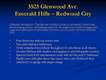 3523 Glenwood Ave. Emerald Hills 