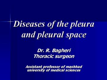 Diseases of the pleura and pleural space