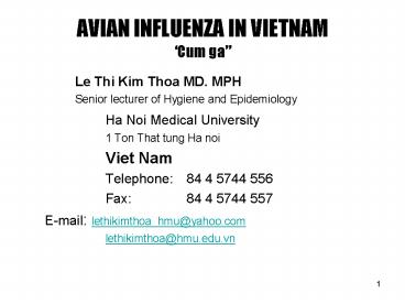 AVIAN INFLUENZA IN VIETNAM 