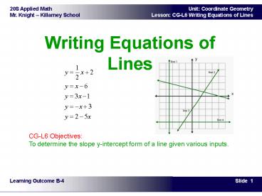 Writing Equations of Lines