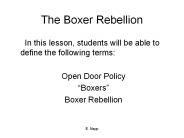 The Boxer Rebellion