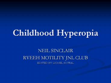 Childhood Hyperopia