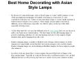 Best Home Decorating with Asian Style Lamps PowerPoint PPT Presentation