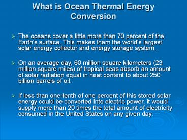 What is Ocean Thermal Energy Conversion