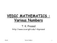 VEDIC MATHEMATICS : Various Numbers