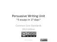 Persuasive Writing Unit ~5 essays in 17 days~ PowerPoint PPT Presentation