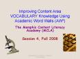 Improving Content Area VOCABULARY Knowledge Using Academic Word Walls (AW2) PowerPoint PPT Presentation