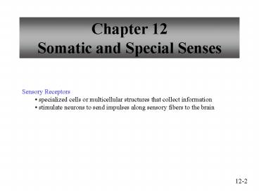 Chapter 12 Somatic and Special Senses