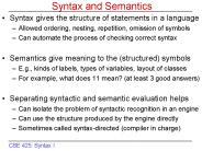 Syntax and Semantics