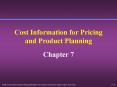 Cost Information for Pricing and Product Planning PowerPoint PPT Presentation