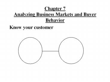 Chapter 7 Analyzing Business Markets and Buyer Behavior