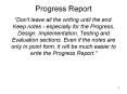 Progress Report PowerPoint PPT Presentation