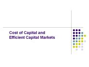 Cost of Capital and Efficient Capital Markets