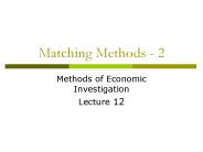 Matching Methods - 2