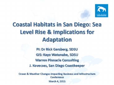 Coastal Habitats in San Diego: Sea Level Rise