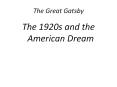 The Great Gatsby PowerPoint PPT Presentation